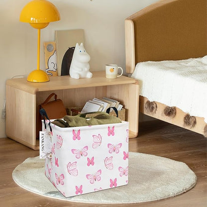 FANKANG Square Nursery Hamper Storage Bins Canvas Laundry Basket Foldable