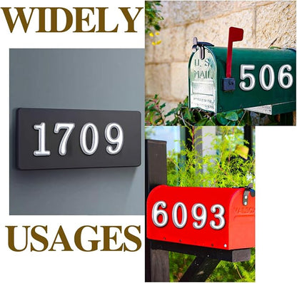 opasyo 30 Pieces Mailbox Numbers for Outside 2 inch 0-9 Self-Adhesive Mail Box Numbers,3D Gold House Numbers for Mailbox, Apartment, House, Trash Bins,Office Hotel Room (All silver, 2inch)