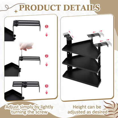BrightRow 3 Tier Large Cubicle Corner Shelf, Office Cubicle Storage Organizer Accessories, Adjustable Corner Shelf with Hooks
