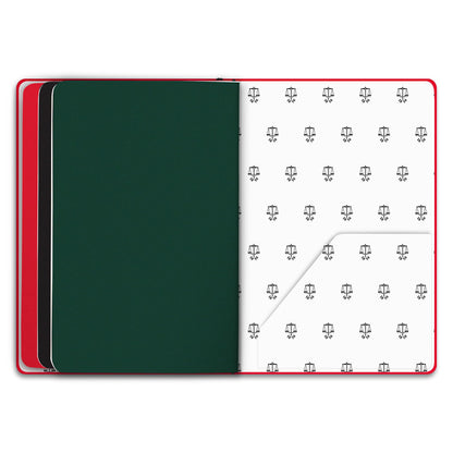 Hunter - Rambler Refillable Notebook, 8.6” X 6” Book with 3 A5 Booklets, 80 Pages Each of Lined Paper, Dot Grid, & Blank Pages for Drawing or Journaling, Elastic Band & Inside Pocket, Hunter Red