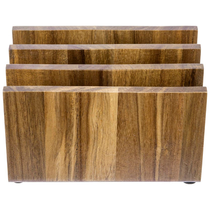 MyGift 3 Slot Premium Acacia Solid Wood Mail Holder, Entryway Countertop Letter Organizer, Office Desktop File Sorter, Bill Divider, Envelope Storage Bin
