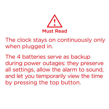 Peakeep Large Display Digital Alarm Clock for Bedrooms, Date Day of Week Calendar Desk Table Clocks for Living Room Office, Dimmable Plug in Electric Clock, 5 Volumes, Loud, Auto DST