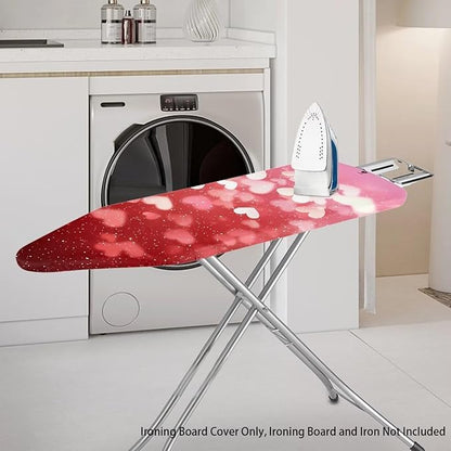 Red Hearts Ironing Board Cover and Pad Elastic Edge Universal Washable Resist