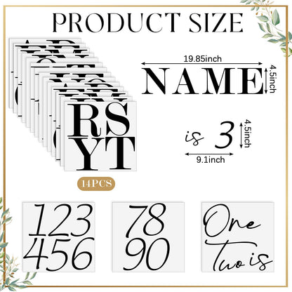 Faccito 17 Sheets Backdrop Letters for Fabric Arch Iron-on Heat Transfer Vinyl Letter & Number Kit – A–z Serif Letters & 0-9 Script Numbers with “is”, DIY Name & Age for Birthday Wedding, 4.5 x 4.5 in