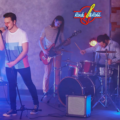 LooKLight Guitar Rock and Roll Neon Sign,Neon Light Sign,Led Neon Light for Wall Decor,Guitar Shape Light Up Sign,USB Neon for Bar Live Music Vocal Recital Concert Man Cave