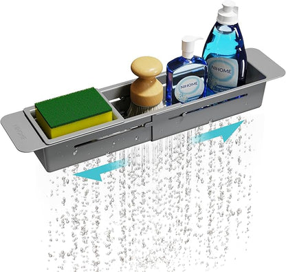 NiHome Extendable Over Sink Kitchen Organizer, Small Telescopic Brush Storage