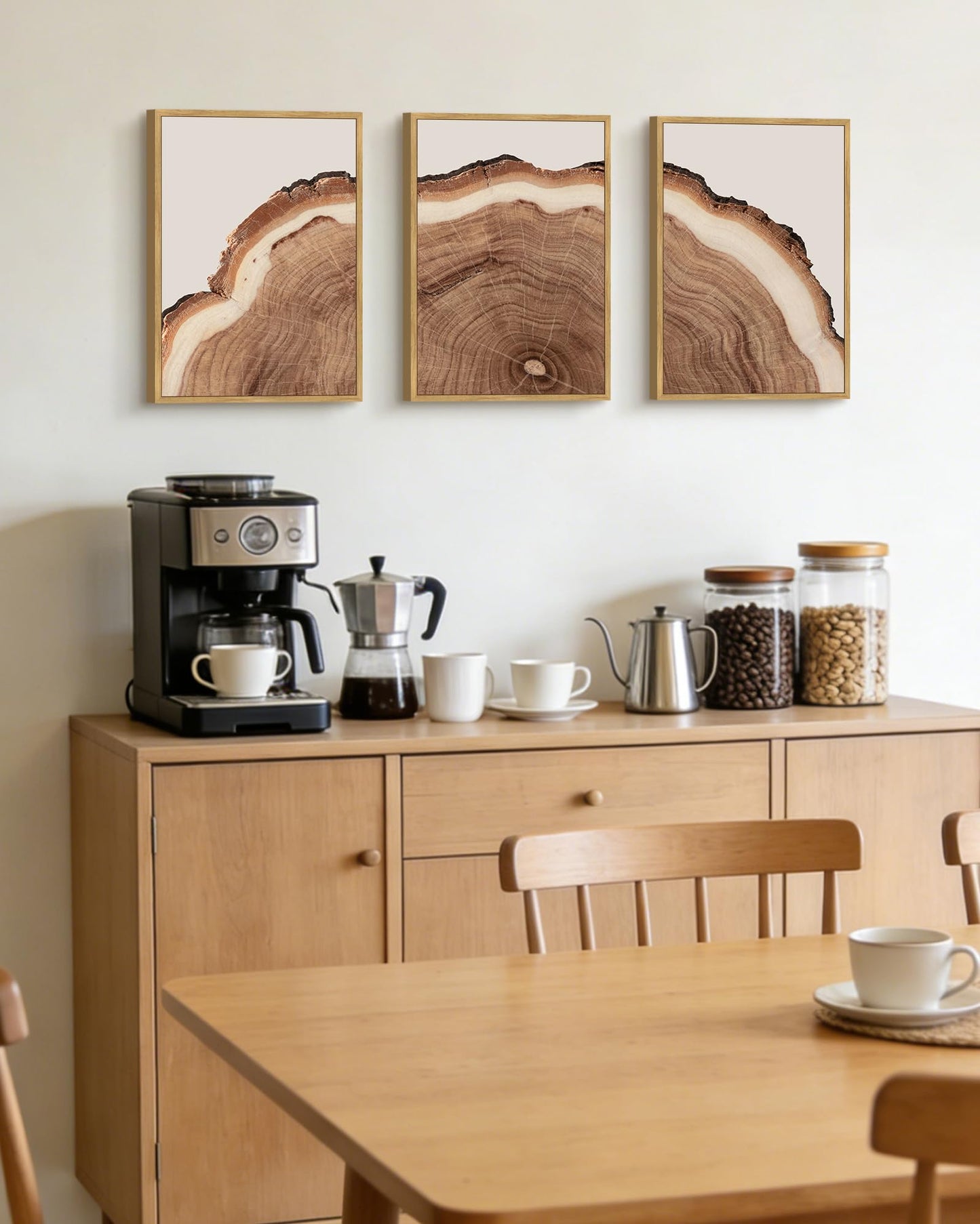 Drsoum Vintage Retro Tree Rings Wood Framed Wall Art Modern Wood Stump Nature Rustic Artwork Bedroom Living Room Ready to Hang 11x14in Natural Framed