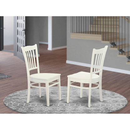 East West Furniture GRC-WHI-W Groton Dining Chairs - Slat Back Wooden Seat Chairs, Set of 2, Linen White
