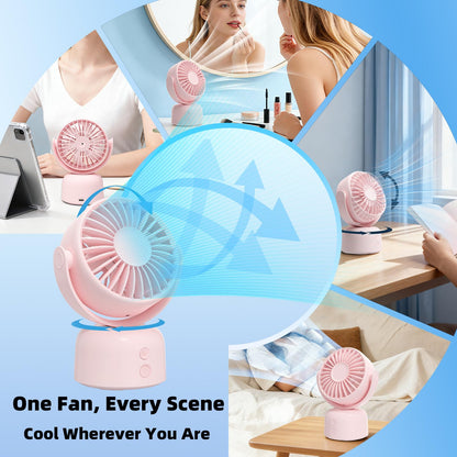 Mizong Small Oscillating Desk Fan USB Rechargeable 3 Speed Portable Mini Cooling Fan Quiet Personal Fan for Home Office Bedroom