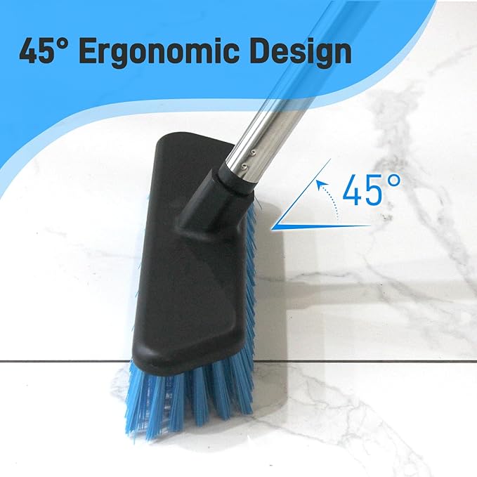 Deck Brush with Retractable Long Handled Floor, Floor Scrub Brushes, Heavy-Duty