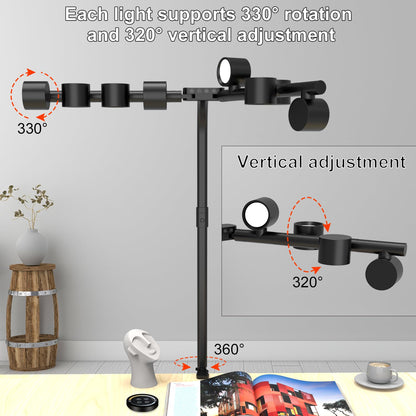 Omorepa 8 Light Sources Gooseneck Tree Desk Lamp with Clamp, 24W Eye-Care Bright LED Desk Light with Free Rotation, Dimmable Reading Table Light for Desktop Working,Drafting,Reading