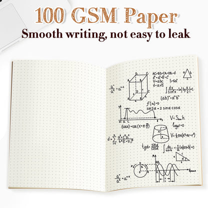 Sabary 72 Pack Kraft Paper Notebook Journals 5.5 Inch x 8.3 Inch A5 Notebook in Bulk Softcover Ruled for Writing Sketch Travel Journal with 60 Pages 30 Sheets(Brown,Dot Grid)