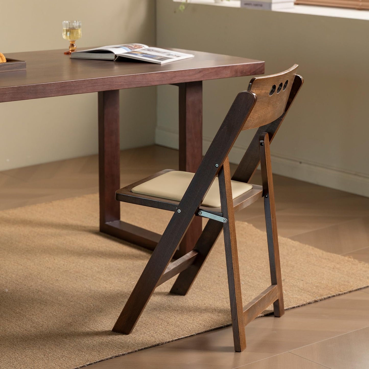 BYKXYW 4 Pack Series Fruitwood Wood Folding Chair with Soft Leather Cushion Suitable for Weddings Offices Outdoor Activities Factory Direct Sale Quality Assurance