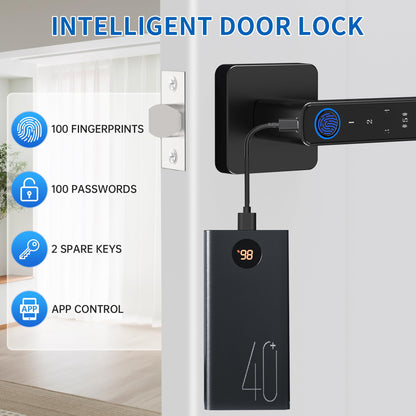 Fingerprint Door Lock-Smart Door knob, Biometric Door Locks,with App/Code/Backup Key/Fingerprint/IC Card, Smart Door Knob Keyless Entry Door Lock with Handle for Home Hotel Office Apartment Bedroom