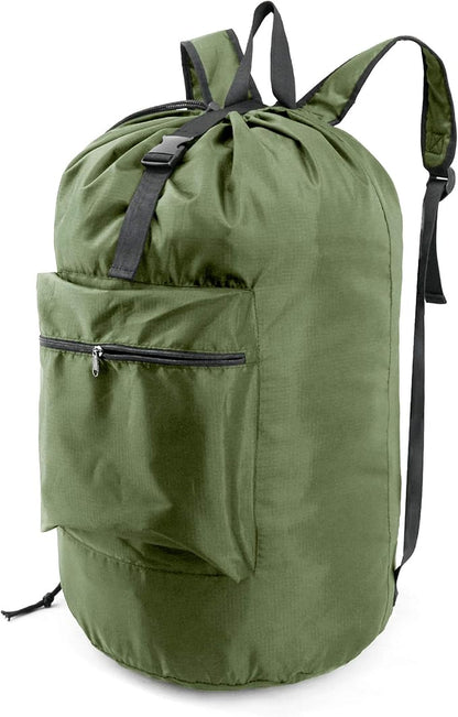 BeeGreen Moss Green Laundry Backpack Bag w Adjustable Shoulder Straps String