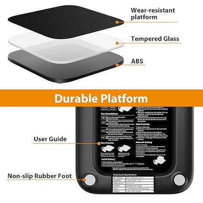 GRAM PRES Shipping Scale 440 lbs/10g Digital Postal Scale with LCD Display, Hold/Tare/Pcs Functions for Packages/Luggage/Post Office/Dog, Battery & USB Cable Included