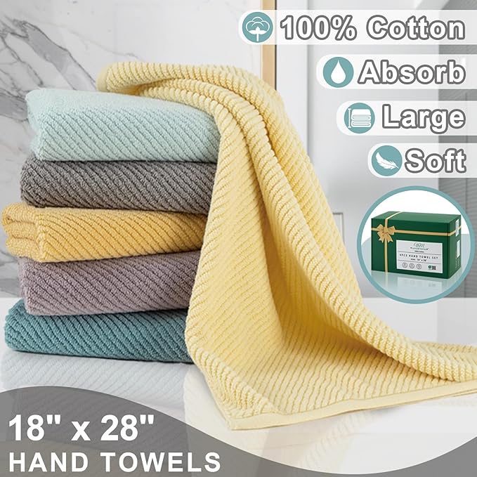 Teal Hand Towels for Bathroom, Bathroom Hand Towels Set of 4, Large 18" x 28"