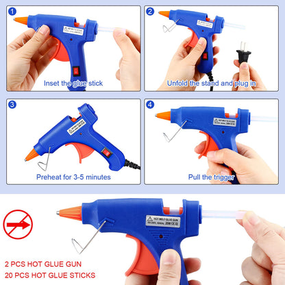 Zhengmy 4 Pieces Mini Hot Glue Gun with Glue Sticks for Class Projects Small Hot Melt Gun for Kids Low Temp with Rubber Protector Craft for DIY Arts, Sealing, Home Repairs, 20 W