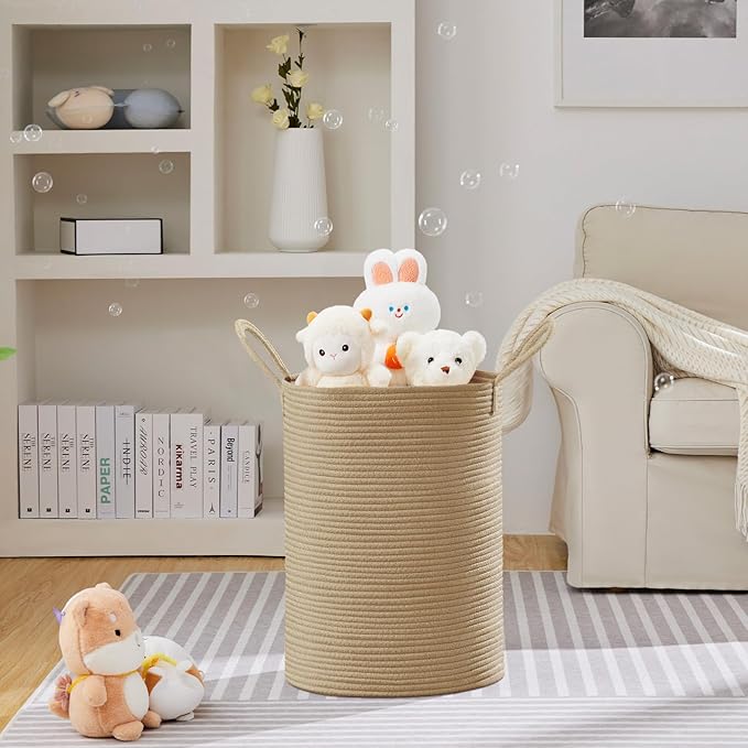 VIPOSCO Large Laundry Hamper, Tall Woven Rope Storage Basket