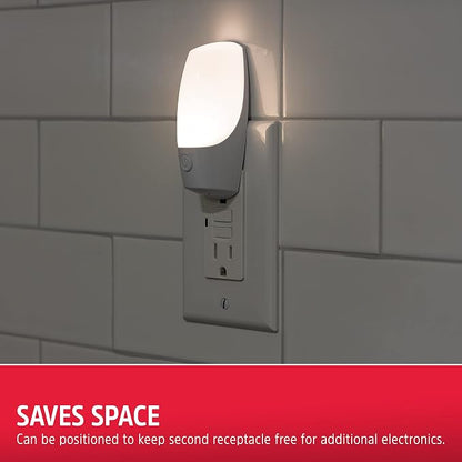 Energizer Manual On/Off LED Night Light Plug-in, Push Button, Compact, Contemporary, for Bedroom, Livingroom, Hallway, Bathroom, Nursery, Basement, White, 84135, 2 Pack