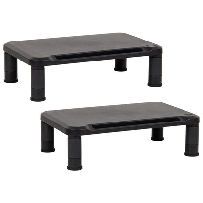 Mind Reader Monitor Stand, Height Adjustable, Laptop, Computer, Riser, Office, Set of 2, Black