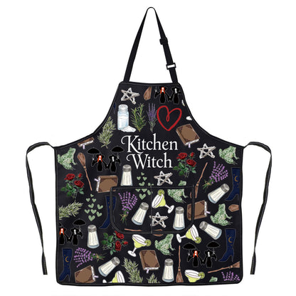 JNIAP Witches Kitchen Apron Salt Rosemary Lavender Love Gifts Magic Witchcraft Apron Witchy Gothic Gifts Witches Apron (witch ap)