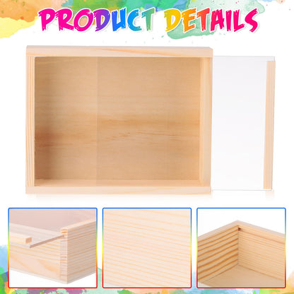 Thyle 48 Pcs Unfinished Wood Display Boxes with Acrylic Lids 6.3 x 4.9 x 1.8 Inch Unfinished Wood Boxes Crafts Gift for Flower DIY Wedding Party Favor Supplies