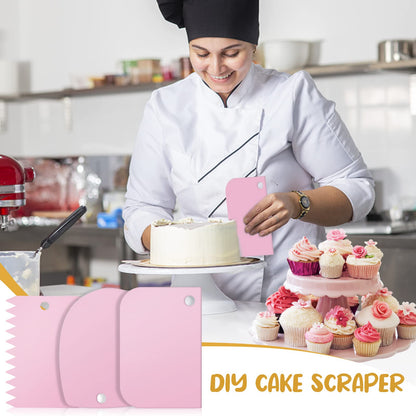 Dualshine Pink Cake Decorating Kit - 6 Russian Piping Icing Nozzles, 3 Cream Scrapers, Stainless Steel Cupcake Frosting Filling Injector