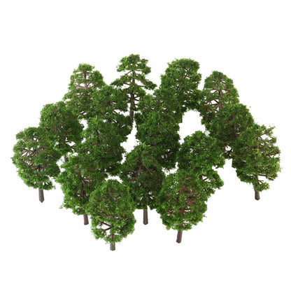 20pcs Model Trees Miniature Fake Diorama Tree MIni Train Railroad Railways Architecture Landscape Scenery Scale 1:100 for DIY Projects Crafts Fairy Garden Rainforest Supplies Dark Green