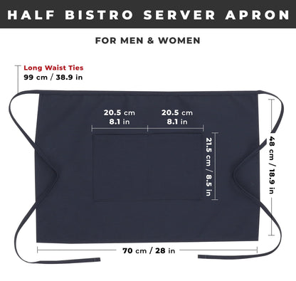 Chef Works Unisex Half Bistro Server Apron, Navy, One Size