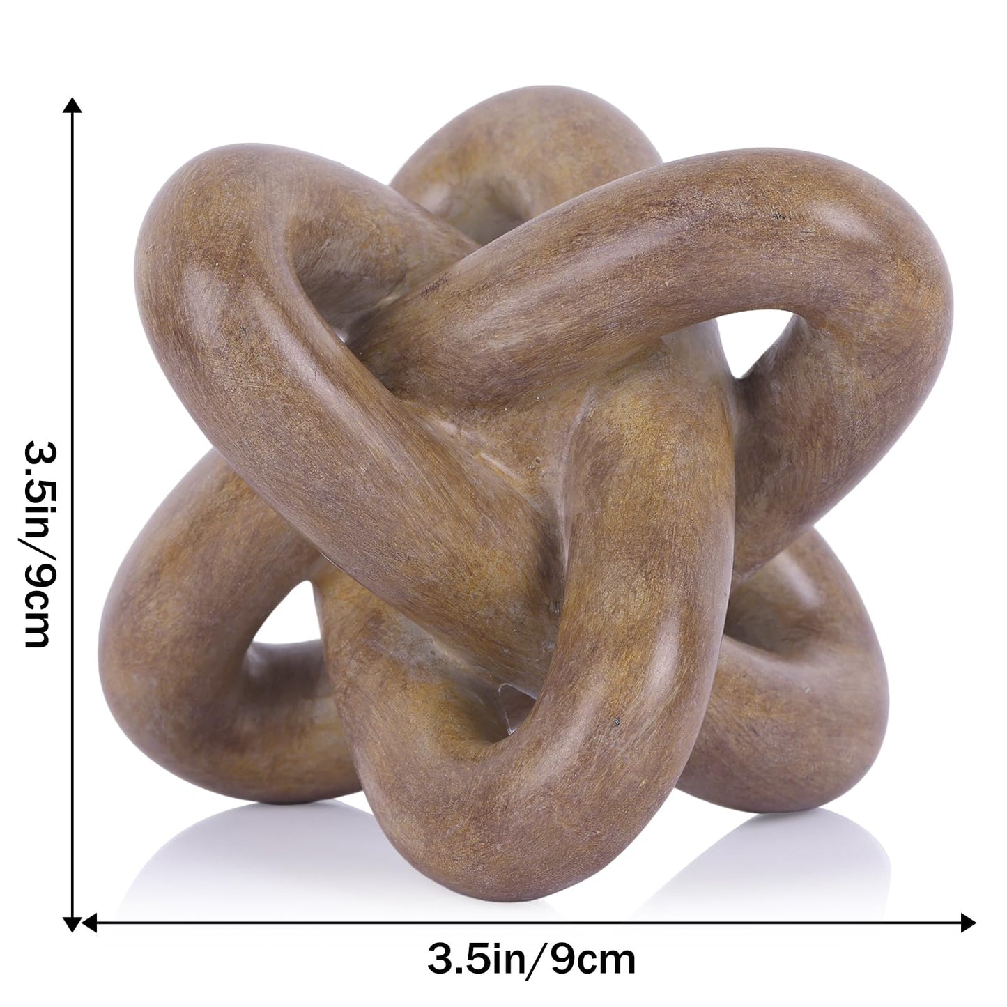 DOVDOV Wood-Toned Knot Sculpture, Triple-Knot Statue, Wood-Toned Home Decor, Ideal for accenting Rustic-Style Coffee Tables, Living Room TV Stands, Dining Tables, and entryway Shelving.
