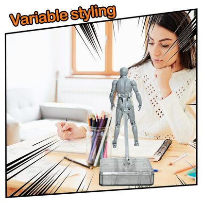 AXITWXIT Body Kun Artist Manikin Male Figure Drawing Supplies and Tools, Mannequin for Artists Drawing Figures Model for Sketching, Painting, 5.5" Grey with Stand