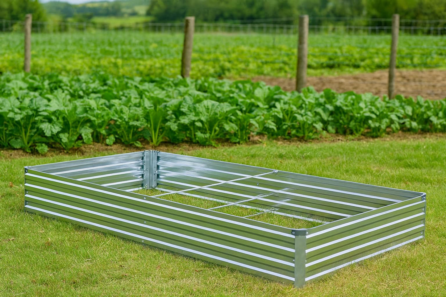 Meberam 3 Pack 6x3x1FT Galvanized Raised Garden Beds Kit Outdoor Metal Gardening Planter Box for Vegetable Elevated Flower Herbs,Silver