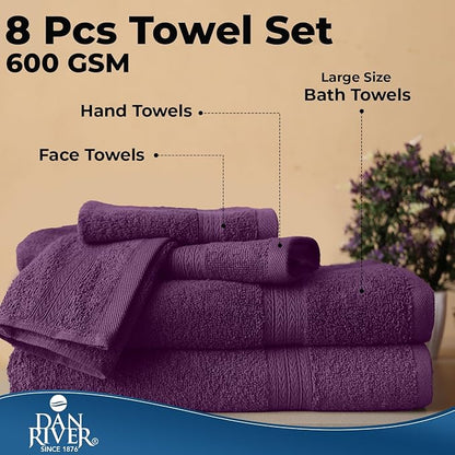 DAN RIVER 8 PC Luxury Bath Towels