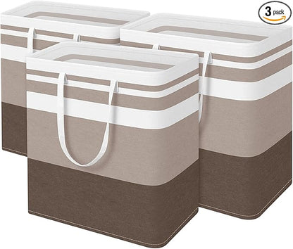 BlissTotes 3-Pack Laundry Basket, Freestanding＆Waterproof Laundry Hamper