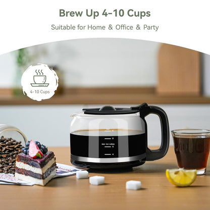 Gevi Grind & Brew Coffee Maker 10 Cup, Built-In Burr Grinder Drip Coffee Machine, Programmable Touch Screen, 4-Hour Warm Plate, Permanent Filter & Glass Carafe