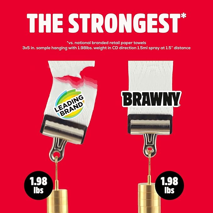 Brawny Tear-A-Square 3-Ply Paper Towels, 2 Triple Rolls = 6 Regular Rolls