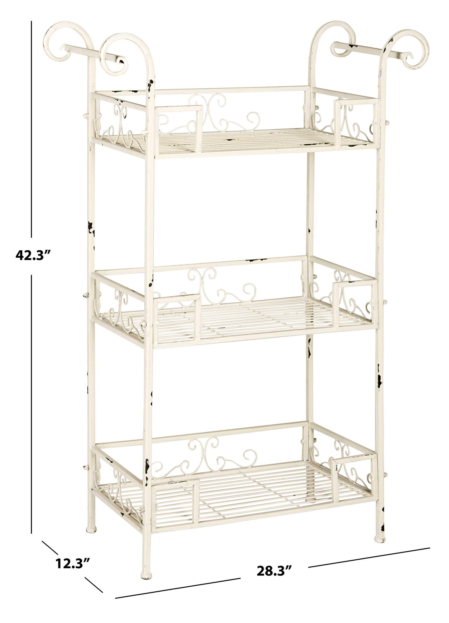 Safavieh Outdoor Collection Noreen Antique White 3 Tier Shelf