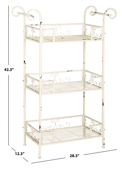 Safavieh Outdoor Collection Noreen Antique White 3 Tier Shelf