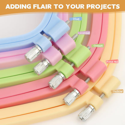 QLOUNI 5 Pack ABS Rectangular Embroidery Hoops Set, Cross Stitch Hoops 5 Inch 6 Inch 10 Inch 12 Inch 15 Inch Plastic Candy Color Embroidery Hoop for DIY Embroidery Craft