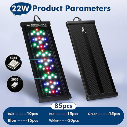 hygger Auto On Off Aquarium LED Light, 4 Mode Lighting Full Spectrum Fish Tank Light 24/7 Timer Colorful Fish/Sun/Nightlight/WRGB Cycle for Freshwater