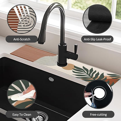 24" X 5.5" Kitchen Sink Splash Guard Faucet Mat Boho Super Absorbent Fast