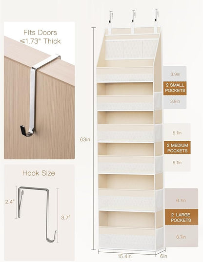 Criusia 2 Pack Over the Door Organizer, 6-Shelf Closet Hanging Storage