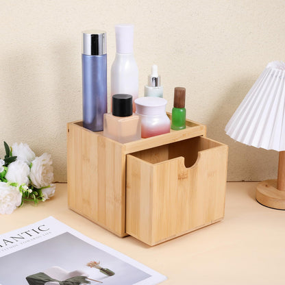 Bamboo Disposable Face Towel Holder Bamboo Towel Container Facial Towels-Container Box with Drawer Wooden Clean Towels XL-Containers with Drawer for Bathroom, Makeup Remover