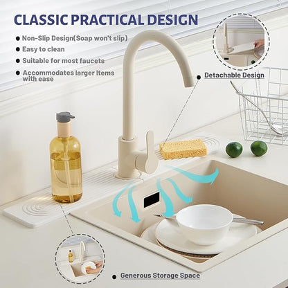 Stone Faucet Mat for Kitchen Sink，Super Absorbent Diatomite Fast Drying Stone