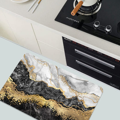 ZHUZHISHAN Diatomaceous Earth Bath Mat,Black White Gray Gold Marble Non-Slip Volume Super Absorbent Fast Drying for Bathroom Kitchen Door mat,Eco-Friendly Easy to Clean 16×24Inch (40 * 60cm)
