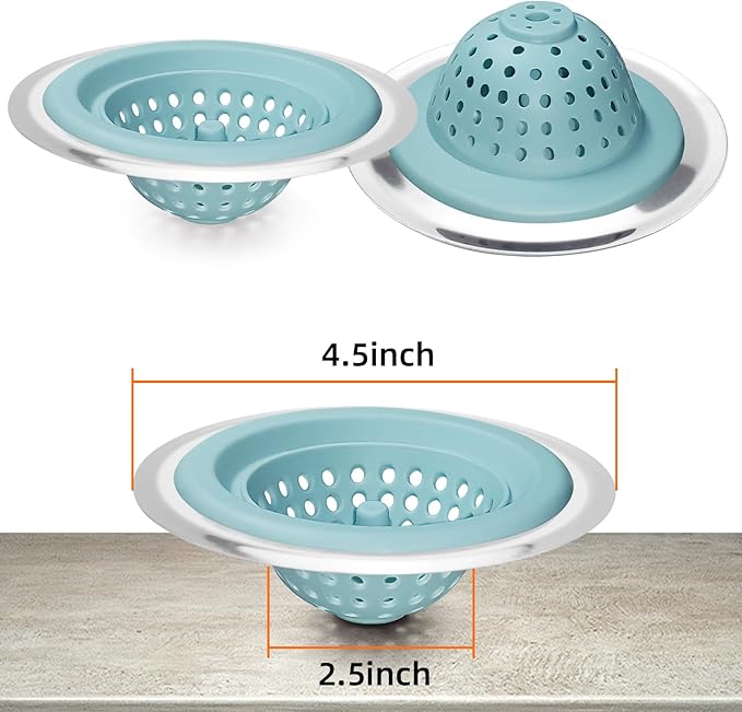 2 PCS Kitchen Stainless Silicone Sink Strainer, 4.5 inch Diameter…
