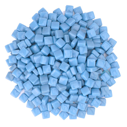 Samjobroad Square Glass Mosaic Tiles for Crafts – 10x10mm Mosaic Pieces, 6mm Thick Fired Glass Tiles, 300g (160 Pieces) for Wall Art,Picture Frames, Mirrors & Home Décor, Sky Blue