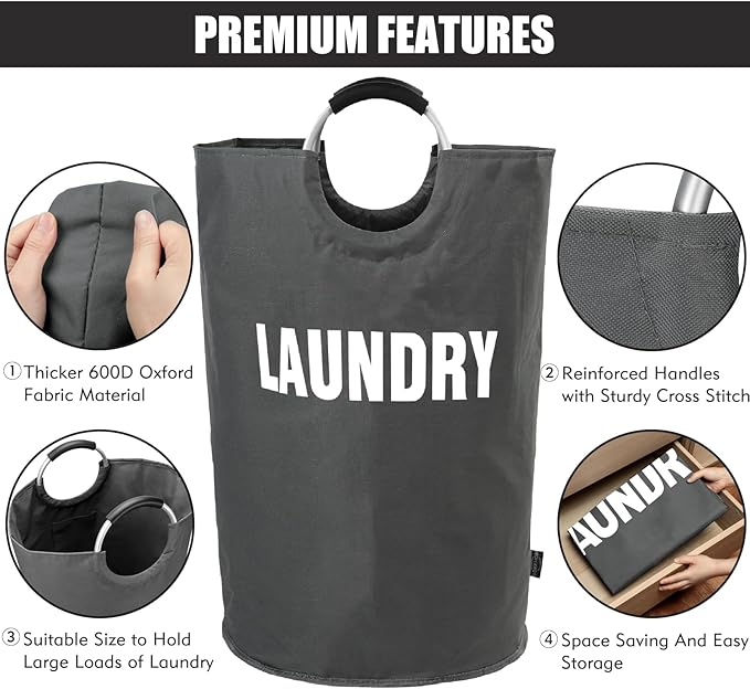 DOKEHOM 160L XX-Large Laundry Basket, Collapsible Laundry Bag, Foldable Laundry