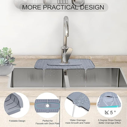 Upgraded Version Silicone Faucet Mat, Kingmall Kitchen Faucet Mat Silicone